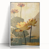 Framed acrylic wall art depicting abstract floral designs with vibrant colors, set against a white background, ideal for modern home decor.