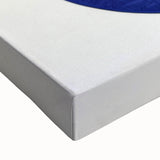 Close-up of an abstract geometric stretched canvas artwork showcasing vibrant colors and intricate shapes, perfect for modern home decor and artistic expression.