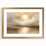 Abstract landscape wall art framed with a gold mat, showcasing vibrant colors and intricate textures, ideal for enhancing modern home decor.