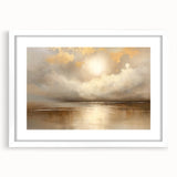 Abstract landscape wall art framed with a white mat, showcasing vibrant colors and modern design, perfect for enhancing contemporary home decor.