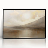 Framed abstract landscape wall art featuring a black acrylic front with vibrant colors, ideal for modern home decor and artistic interior design. The piece showcases an intriguing blend of shapes and hues, perfect for adding a contemporary touch to living spaces.