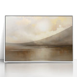 Framed abstract landscape wall art in acrylic, showcasing vibrant colors and fluid shapes, perfect for modern home decor. Ideal for adding artistic flair to any room.