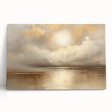 Abstract landscape wall art on stretched canvas, showcasing vivid colors and fluid shapes, ideal for modern home decor, leaning against a wall.