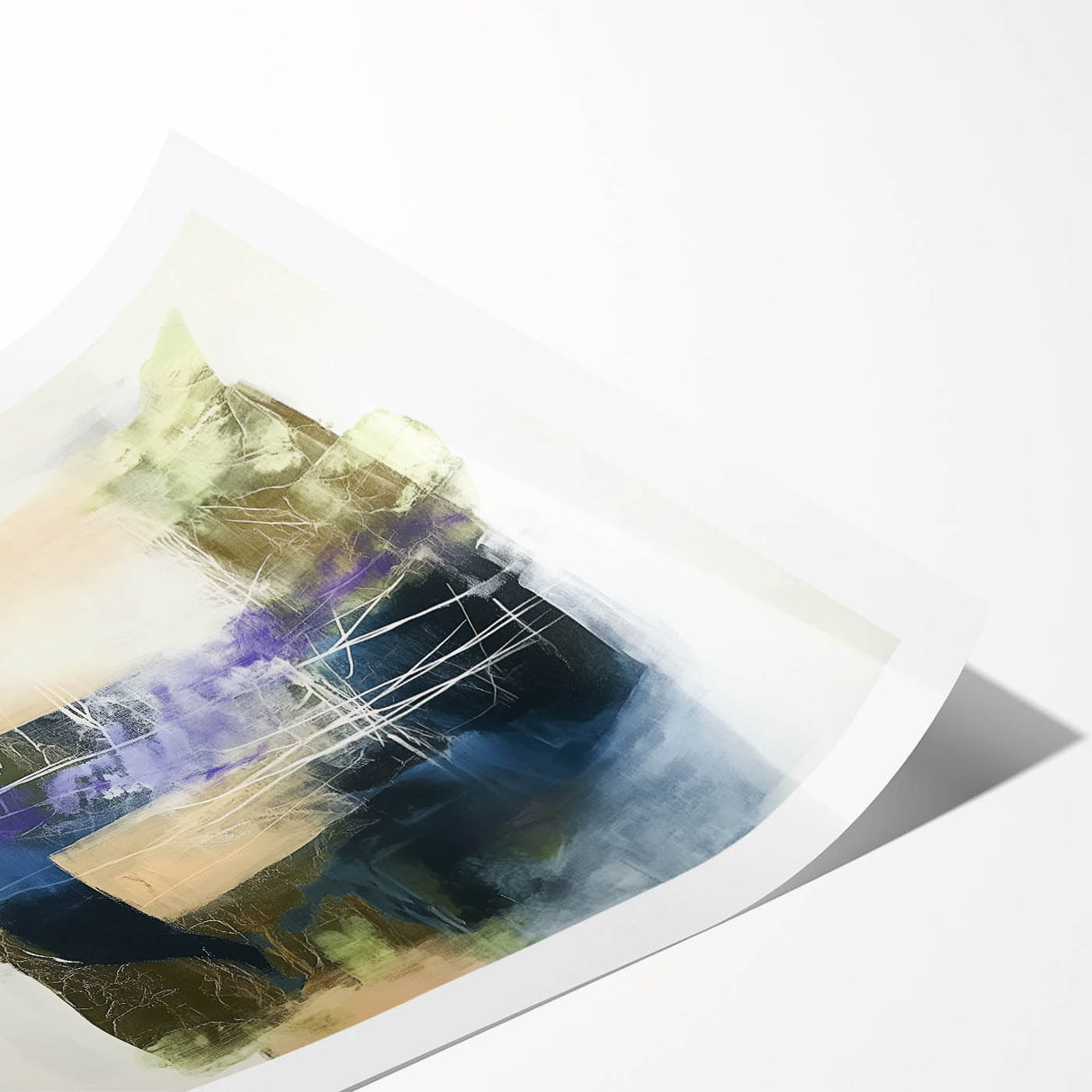 Abstract Art Prints – Textured Balance in Beige, Blue & Olive