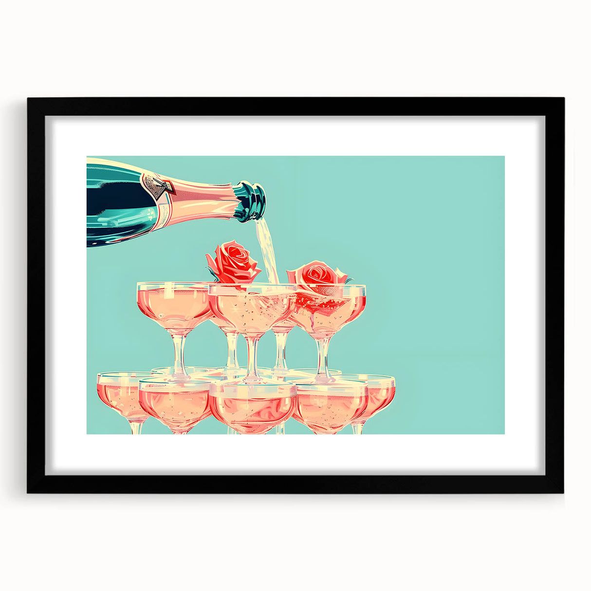 Extra large abstract art print featuring textured, colorful brush strokes on a framed black mat, ideal for living room decor.