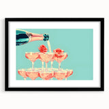 Extra large abstract art print featuring textured, colorful brush strokes on a framed black mat, ideal for living room decor.