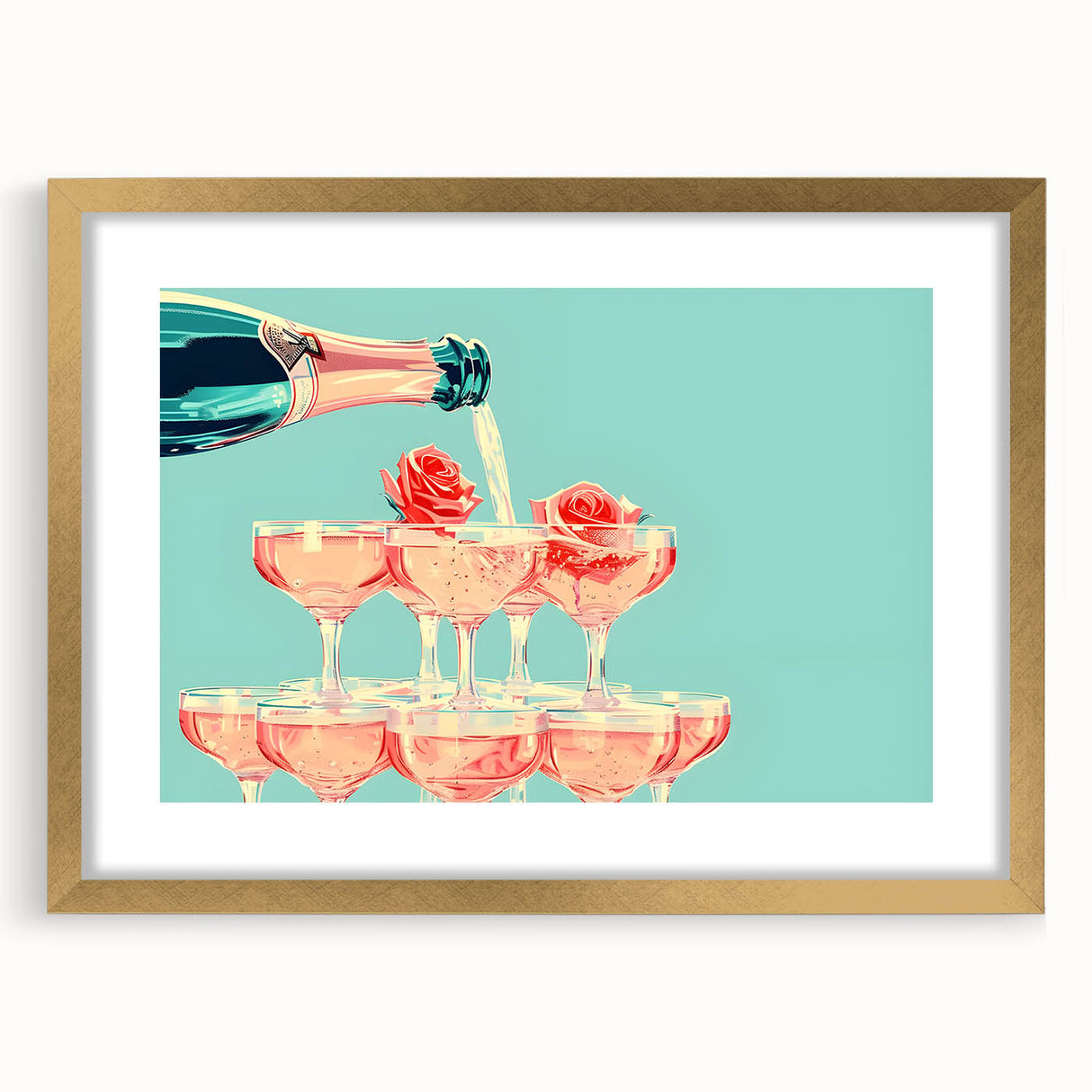 Extra large abstract art print in textured gold hues, framed with mat, ideal for living room decor.
