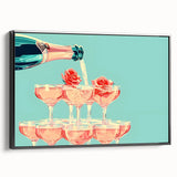 Black and white vintage poster art of a landscape, framed canvas, ideal for bedroom wall decor.