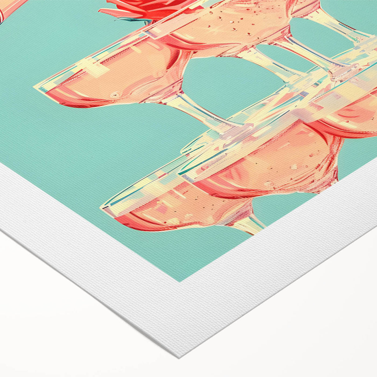 Art Deco poster featuring a stylized cocktail glass, rendered in bold black and gold tones on rolled canvas.
