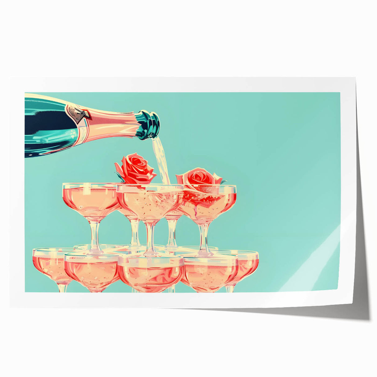 Extra large rolled print featuring a floral design in soft pastel shades, ideal for art wall dining room or bathroom.
