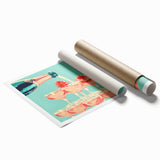 Extra large rolled print featuring a detailed floral design in soft pastel hues.