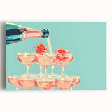 Large black and white stretched canvas of assorted kitchen utensils, ideal for kitchen wall art.