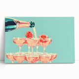 Large black and white stretched canvas featuring assorted kitchen utensils, ideal for kitchen wall art.