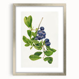 Textured art print of abstract fruits in muted earth tones, framed in silver, ideal for bedroom art.