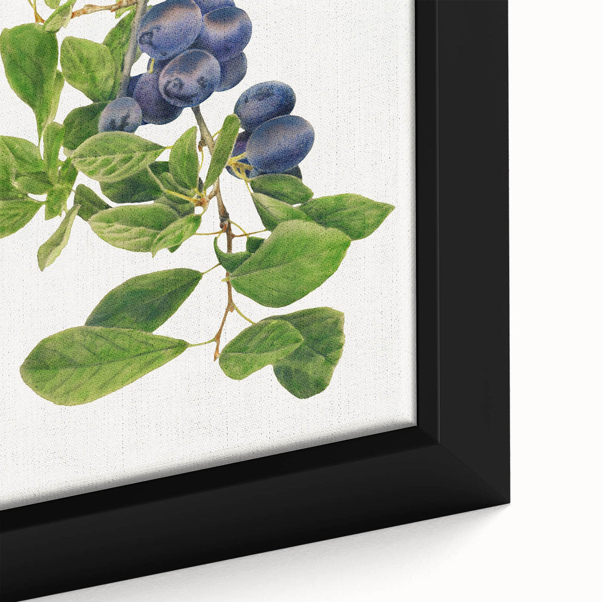 Close-up of extra large black wall art featuring colorful, textured fruits on a framed canvas, ideal for living room decor.