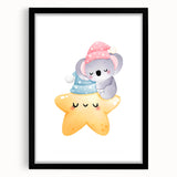 Sleeping Koala & Star Kids Room Print - Nursery Wall Art