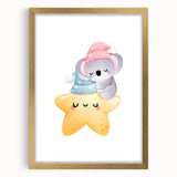 Sleeping Koala & Star Kids Room Print - Nursery Wall Art