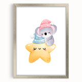 Sleeping Koala & Star Kids Room Print - Nursery Wall Art