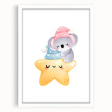 Sleeping Koala & Star Kids Room Print - Nursery Wall Art