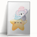 Sleeping Koala & Star Kids Room Print - Nursery Wall Art