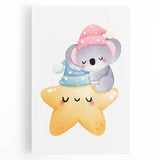 Sleeping Koala & Star Kids Room Print - Nursery Wall Art