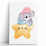 Sleeping Koala & Star Kids Room Print - Nursery Wall Art