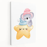 Sleeping Koala & Star Kids Room Print - Nursery Wall Art