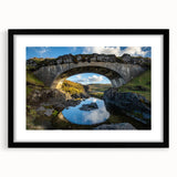Landscape bridge frame with a black mat, showcasing a modern design ideal for home decor. Perfect for highlighting artwork or photographs in stylish settings.