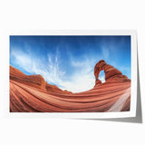 Landscape print showcasing vibrant canyons with rich earthy tones, expertly rolled for easy display, enhancing any interior decor with natural beauty.