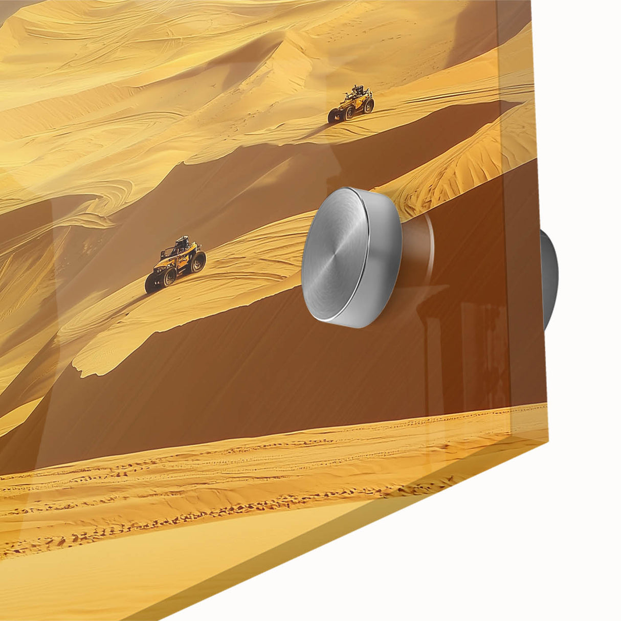 Vibrant close-up of a desert landscape acrylic artwork, showcasing warm sandy tones and intricate details that capture the essence of arid beauty and tranquility. Ideal for modern home decor or art enthusiasts.