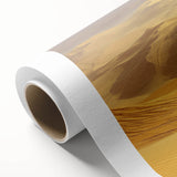 Desert landscape rolled canvas art showcasing vibrant sunset hues over sandy dunes, elegantly packaged in a protective cardboard tube for easy display.