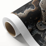 Art Deco style poster on rolled canvas featuring geometric patterns in muted gold and cream, ideal for nursery wall art.