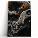 Black and white close-up photo of natural elements on stretched canvas, suitable as kitchen wall art or bedroom decor.