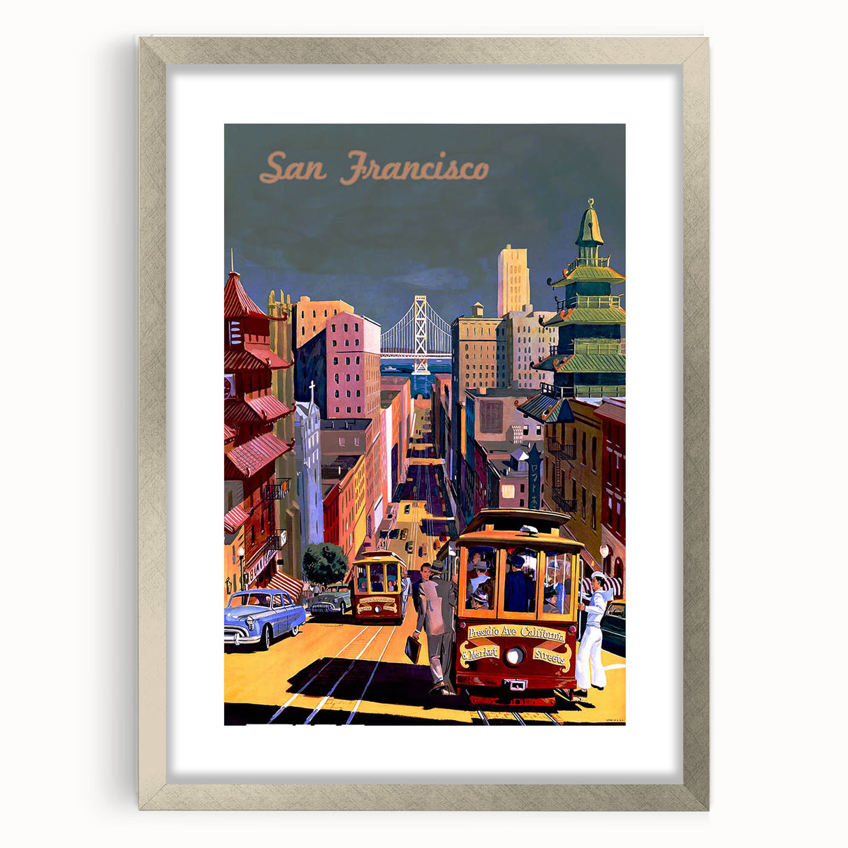 Vintage San Francisco Travel Poster - Cable Cars & City Views
