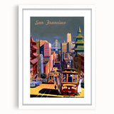 Vintage San Francisco Travel Poster - Cable Cars & City Views