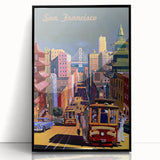 Vintage San Francisco Travel Poster - Cable Cars & City Views
