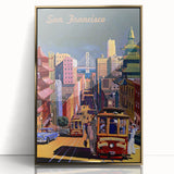 Vintage San Francisco Travel Poster - Cable Cars & City Views