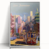 Vintage San Francisco Travel Poster - Cable Cars & City Views