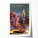 Vintage San Francisco Travel Poster - Cable Cars & City Views