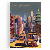 Vintage San Francisco Travel Poster - Cable Cars & City Views