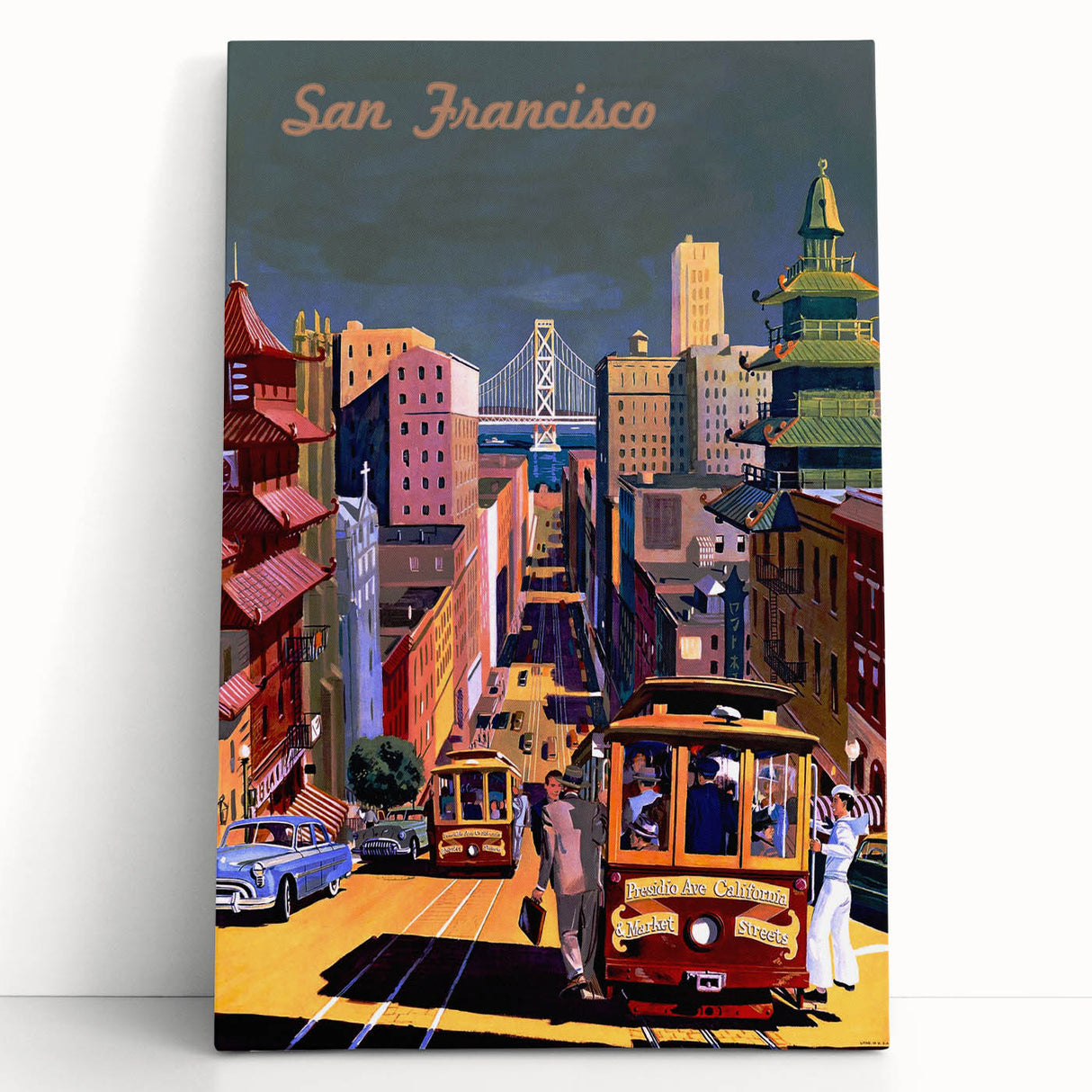 Vintage San Francisco Travel Poster - Cable Cars & City Views