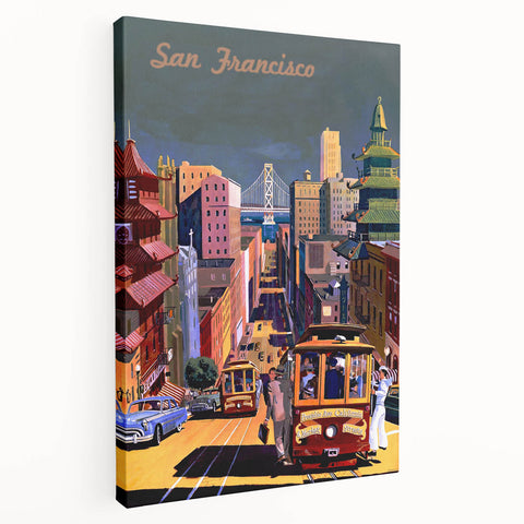 Vintage San Francisco Travel Poster - Cable Cars & City Views