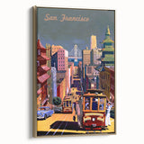 Vintage San Francisco Travel Poster - Cable Cars & City Views