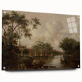 Town with River Realism Art Print - Serene Dutch Landscape Scene