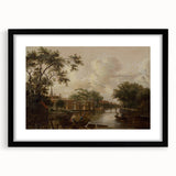 Town with River Realism Art Print - Serene Dutch Landscape Scene