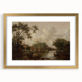 Town with River Realism Art Print - Serene Dutch Landscape Scene
