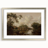 Town with River Realism Art Print - Serene Dutch Landscape Scene
