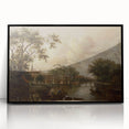 Town with River Realism Art Print - Serene Dutch Landscape Scene