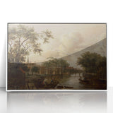 Town with River Realism Art Print - Serene Dutch Landscape Scene