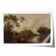 Town with River Realism Art Print - Serene Dutch Landscape Scene